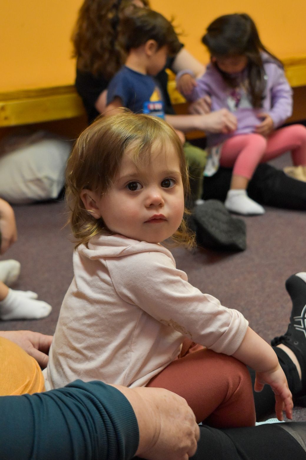 toddler in music class